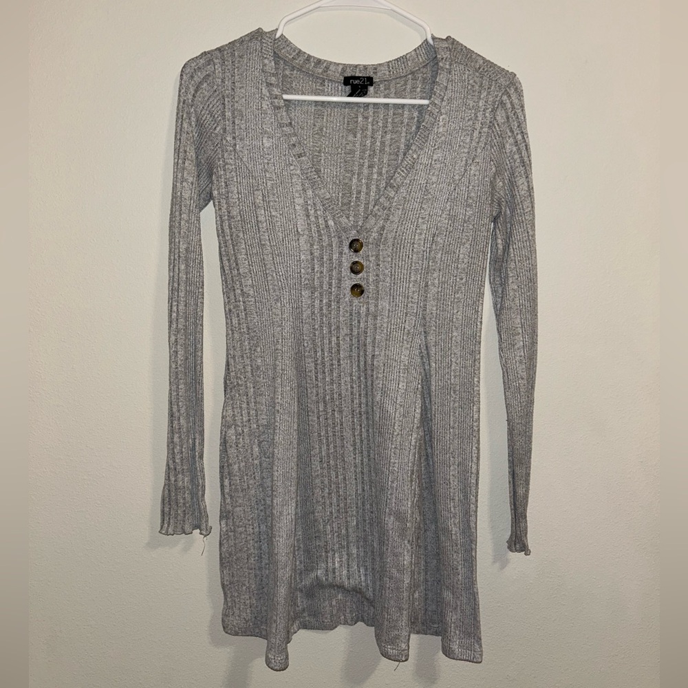 Rue21 Light Gray Ribbed Mini Dress